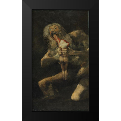 Saturn Devouring His Son Black Modern Wood Framed Art Print by Valazquez, Diego