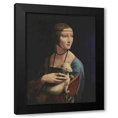 Lady with an Ermine Black Modern Wood Framed Art Print with Double Matting by da Vinci, Leonardo
