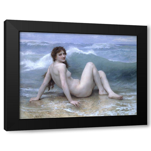 The WaveÂ atÂ Nude Black Modern Wood Framed Art Print by Bouguereau, William-Adolphe
