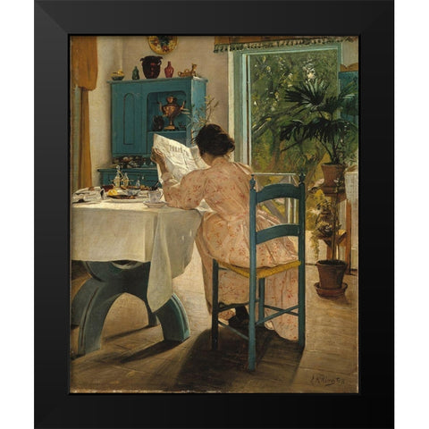 At Breakfast Black Modern Wood Framed Art Print by Ring, L. A.