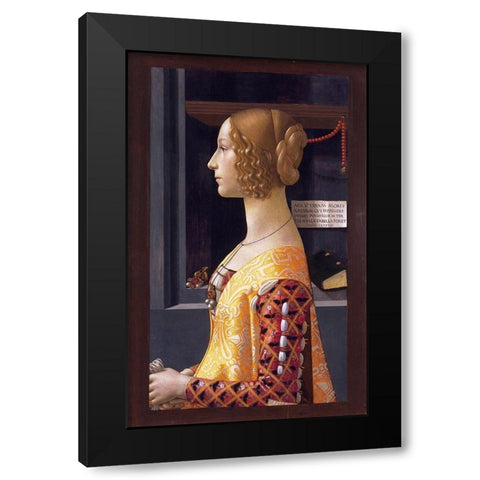Portrait of Giovanna Tornabuoni Black Modern Wood Framed Art Print with Double Matting by Ghirlandaio, Domenico
