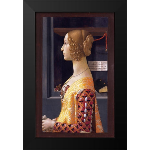 Portrait of Giovanna Tornabuoni Black Modern Wood Framed Art Print by Ghirlandaio, Domenico