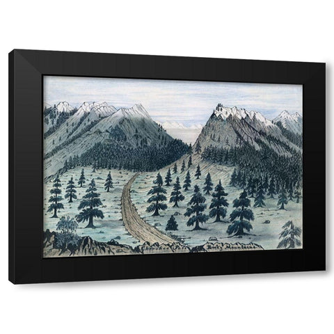 Cherokee Trail Black Modern Wood Framed Art Print with Double Matting by Jenks, Daniel A