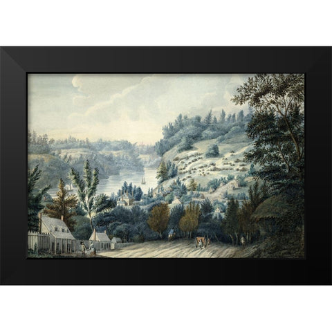 Queenstown, Upper Canada on the Niagara Black Modern Wood Framed Art Print by Walsh, Edward