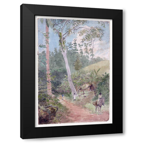 Plantain Walk, Jamaica Black Modern Wood Framed Art Print by Berryman, William