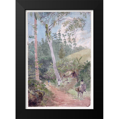 Plantain Walk, Jamaica Black Modern Wood Framed Art Print by Berryman, William
