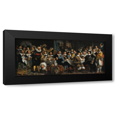 Banquet of the Amsterdam Civic Guard in Celebration of the Peace of MunsterÂ  Black Modern Wood Framed Art Print by van der Helst, Bartholomeus