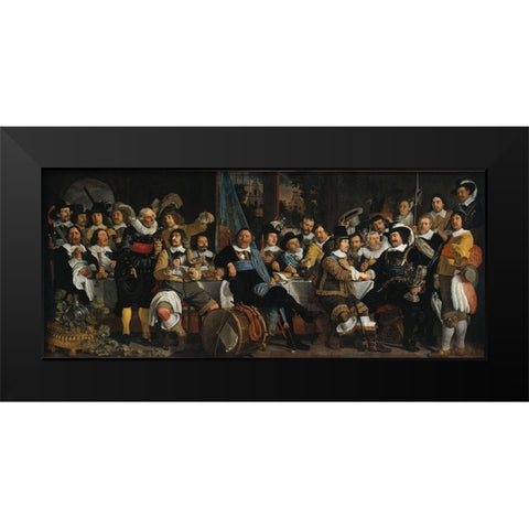 Banquet of the Amsterdam Civic Guard in Celebration of the Peace of MunsterÂ  Black Modern Wood Framed Art Print by van der Helst, Bartholomeus