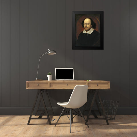 Chandos portrait of Shakespeare Black Modern Wood Framed Art Print by Taylor, John