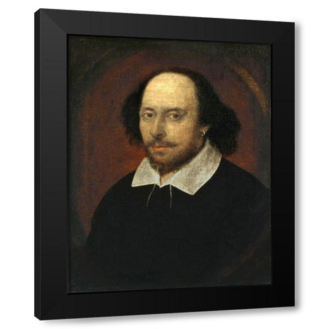 Chandos portrait of Shakespeare Black Modern Wood Framed Art Print by Taylor, John