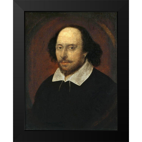 Chandos portrait of Shakespeare Black Modern Wood Framed Art Print by Taylor, John