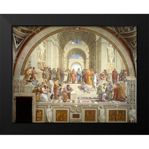 The School of Athens Black Modern Wood Framed Art Print by Raphael