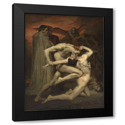 Dante and Virgil inÂ Hell Black Modern Wood Framed Art Print with Double Matting by Bouguereau, William-Adolphe