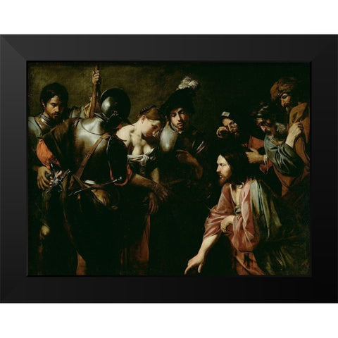 Christ and the Adulteress Black Modern Wood Framed Art Print by de Boulogne, Valentin