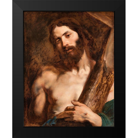 Christ carrying the Cross Black Modern Wood Framed Art Print by Van Dyck, Anton