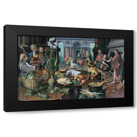 Christ in the House of Martha and Mary Black Modern Wood Framed Art Print with Double Matting by Aertsen, Pieter