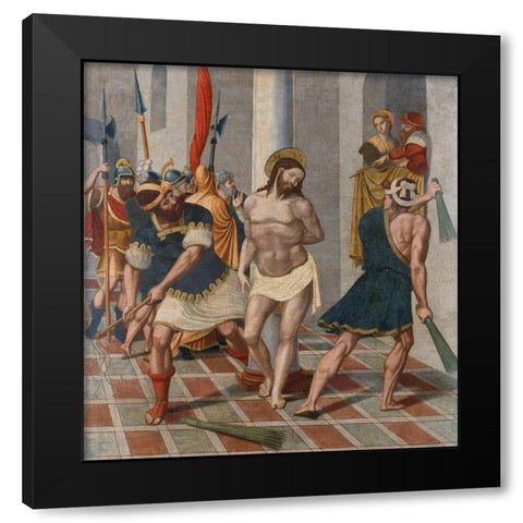 Flagellation of Christ Black Modern Wood Framed Art Print with Double Matting by SerafÃ­, Pere
