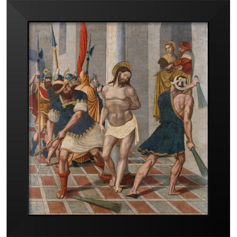 Flagellation of Christ Black Modern Wood Framed Art Print by SerafÃ­, Pere