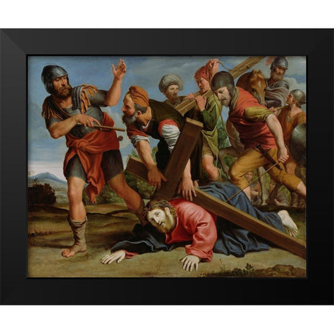 The Way to Calvary Black Modern Wood Framed Art Print by Domenichino