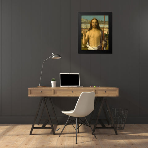 Christ Blessing Black Modern Wood Framed Art Print by Bellini, Giovanni