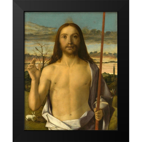Christ Blessing Black Modern Wood Framed Art Print by Bellini, Giovanni