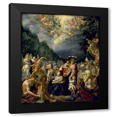 Baptism of Christ Black Modern Wood Framed Art Print by Isaacsz, Pieter