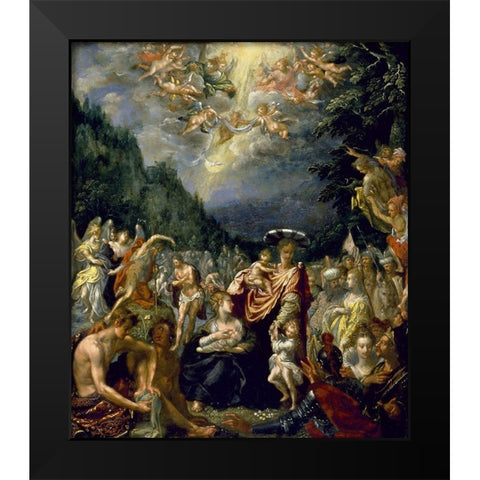 Baptism of Christ Black Modern Wood Framed Art Print by Isaacsz, Pieter