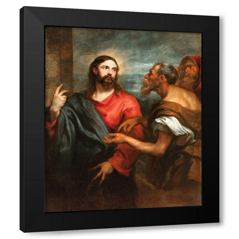 Christ of the Coin Black Modern Wood Framed Art Print with Double Matting by Van Dyck, Anton