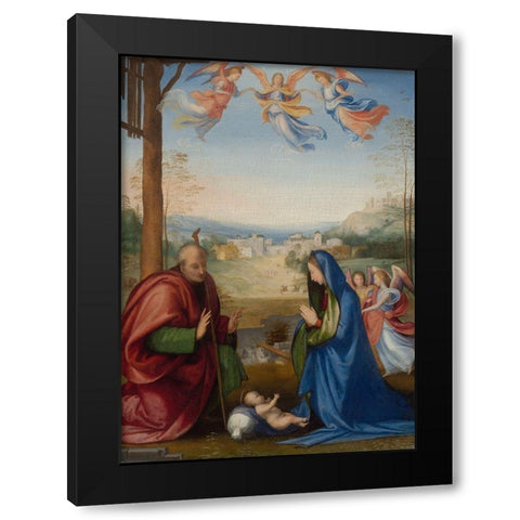 The Nativity Black Modern Wood Framed Art Print with Double Matting by Bartolomeo, Fra
