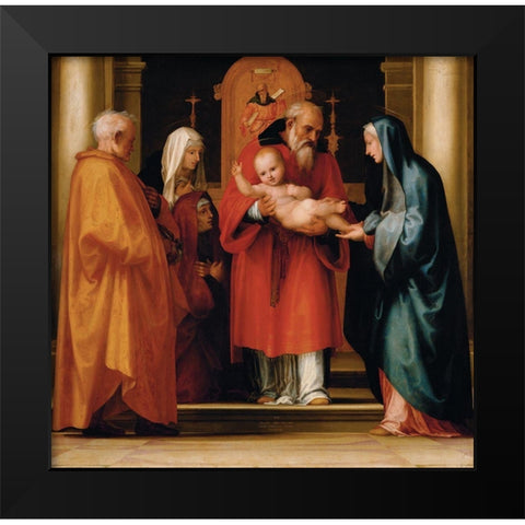 The Scene of Christ in the Temple Black Modern Wood Framed Art Print by Bartolomeo, Fra