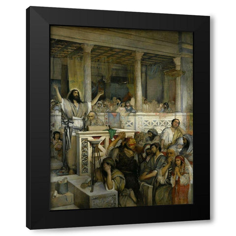 Christ preaching at Capernaum Black Modern Wood Framed Art Print by Gottlieb, Maurycy
