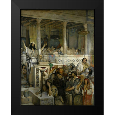 Christ preaching at Capernaum Black Modern Wood Framed Art Print by Gottlieb, Maurycy