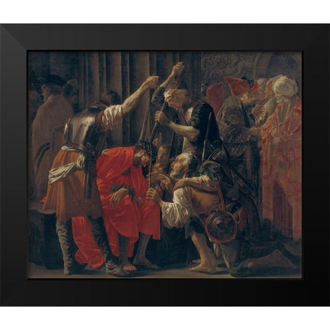 Christ Crowned with Thorns Black Modern Wood Framed Art Print by ter Brugghen, Hendrick