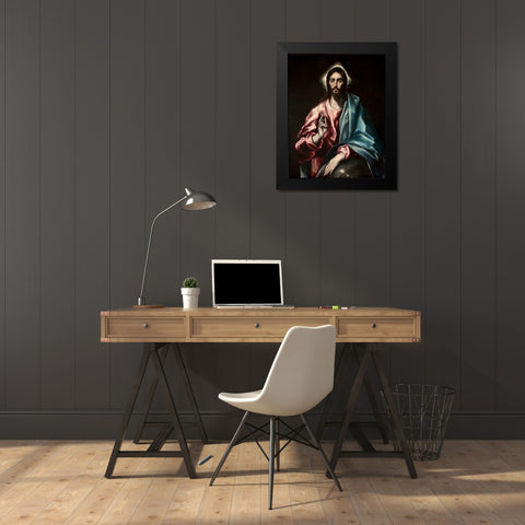 Christ as Saviour Black Modern Wood Framed Art Print by El Greco