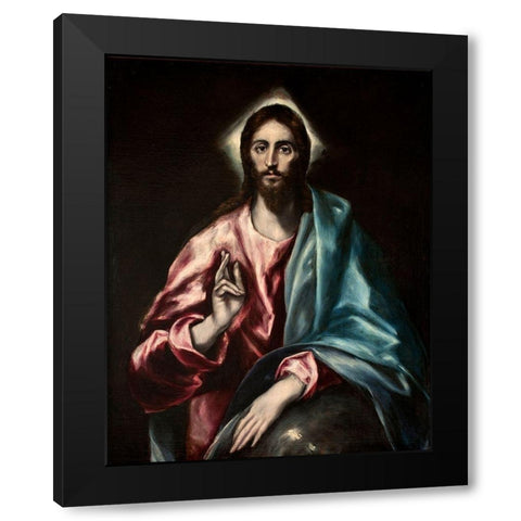 Christ as Saviour Black Modern Wood Framed Art Print with Double Matting by El Greco