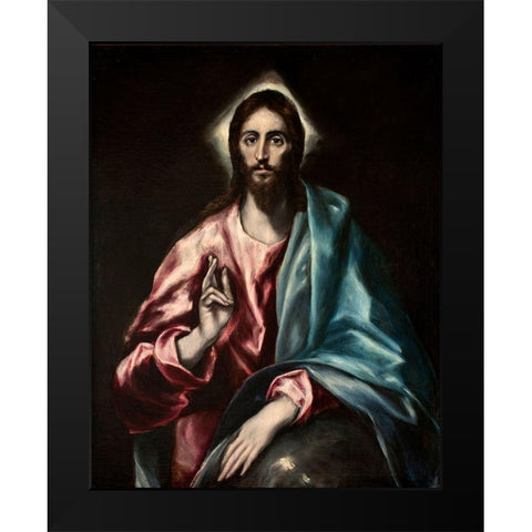 Christ as Saviour Black Modern Wood Framed Art Print by El Greco