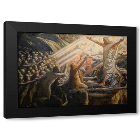 Christ in the Realm of the Dead Black Modern Wood Framed Art Print by Skovgaard, Joakim