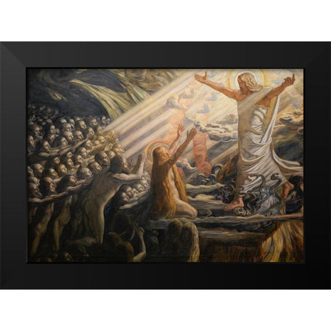 Christ in the Realm of the Dead Black Modern Wood Framed Art Print by Skovgaard, Joakim