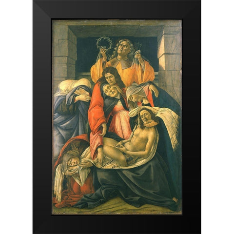 The Lamentation over the Dead Christ Black Modern Wood Framed Art Print by Botticelli, Sandro