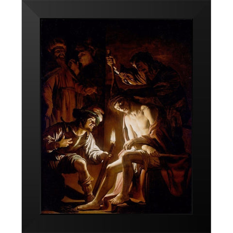 Christ Crowned with Thorns Black Modern Wood Framed Art Print by van Honthorst, Gerrit