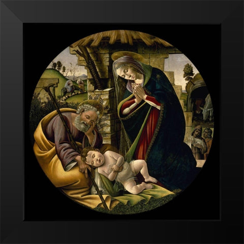 The Adoration of the Christ Child Black Modern Wood Framed Art Print by Botticelli, Alessandro