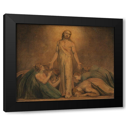 Christ Appearing to the Apostles after the Resurrection Black Modern Wood Framed Art Print with Double Matting by Blake, William