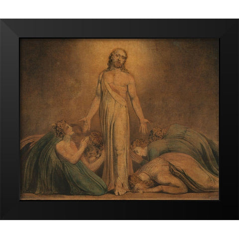 Christ Appearing to the Apostles after the Resurrection Black Modern Wood Framed Art Print by Blake, William