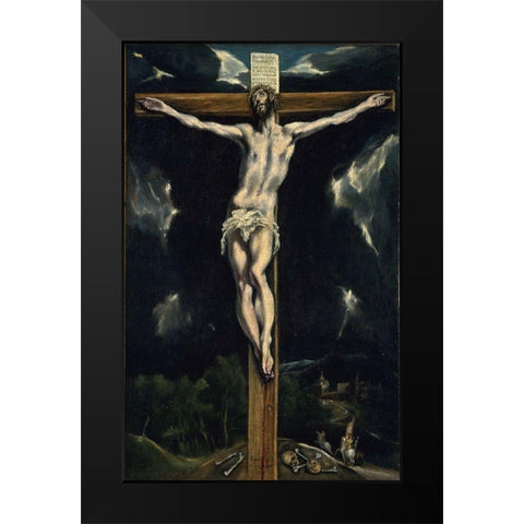 Christ on the Cross Black Modern Wood Framed Art Print by El Greco