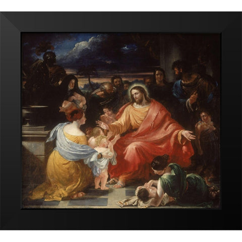 Christ Blessing the Little Children Black Modern Wood Framed Art Print by Haydon, Benjamin Robert
