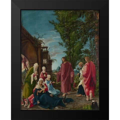 Christ taking Leave of his Mother Black Modern Wood Framed Art Print by Albrecht Altdorfer
