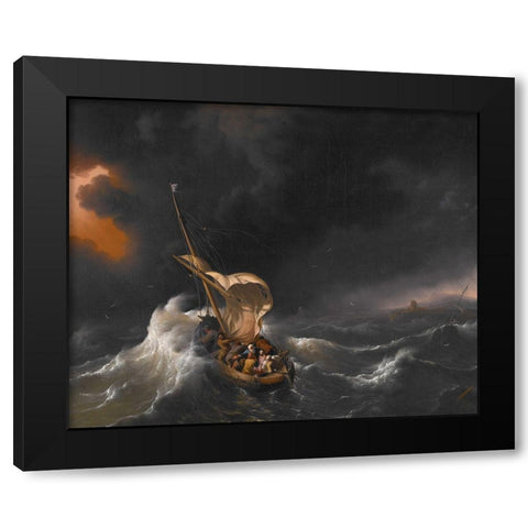 Christ in the Storm on the Sea of Galilee Black Modern Wood Framed Art Print by Backhuysen, Ludolf