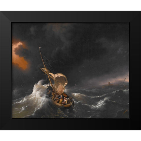 Christ in the Storm on the Sea of Galilee Black Modern Wood Framed Art Print by Backhuysen, Ludolf