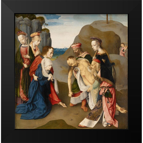 Lamentation over the Dead Christ Black Modern Wood Framed Art Print by Master of the Virgo inter Virgines