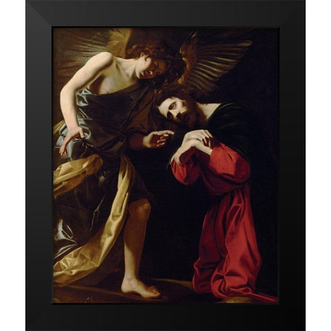 Christ on the Mount of Olives Black Modern Wood Framed Art Print by Battistello